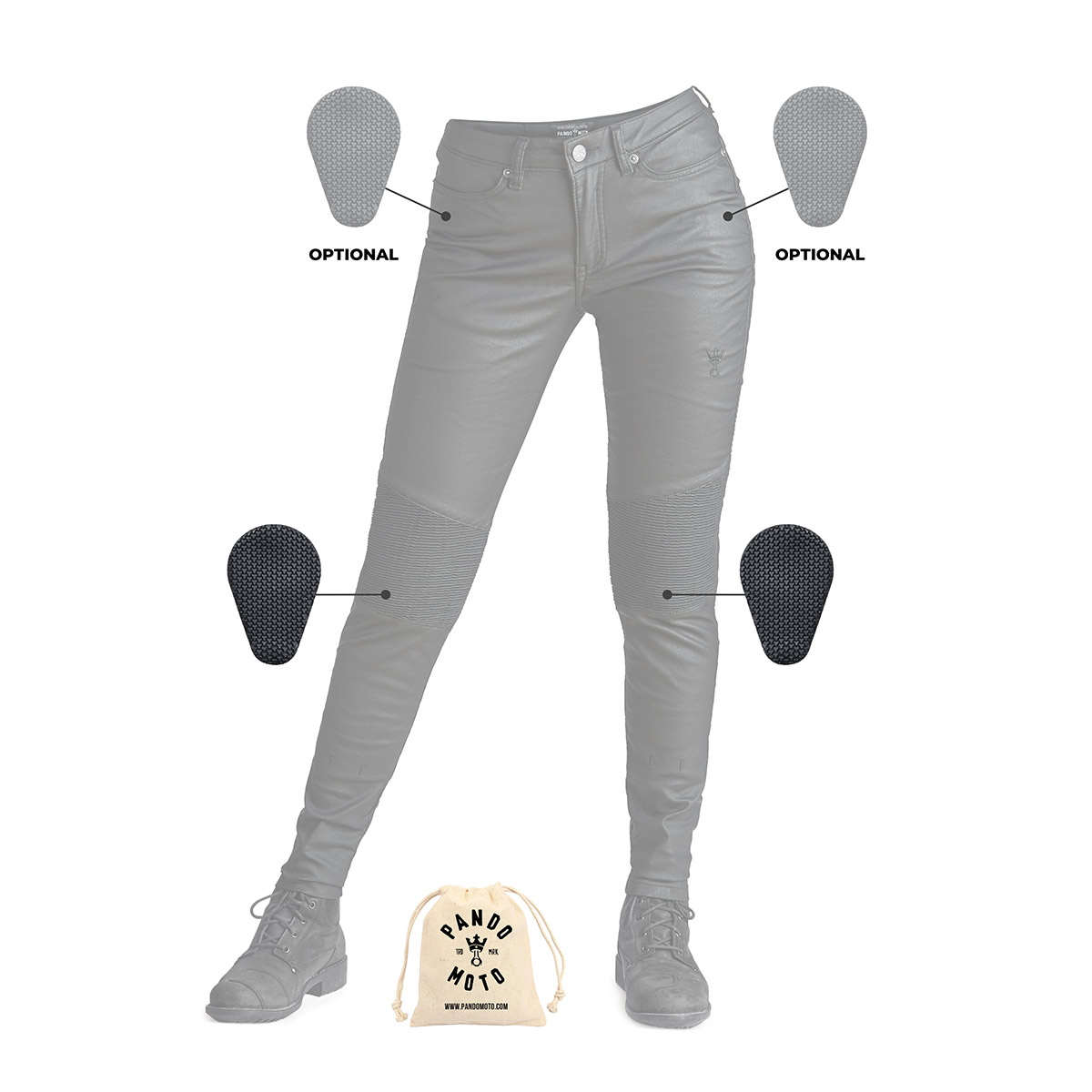 Pando Moto Kusari Kev 01 Ladies Motorcycle Jeans Black