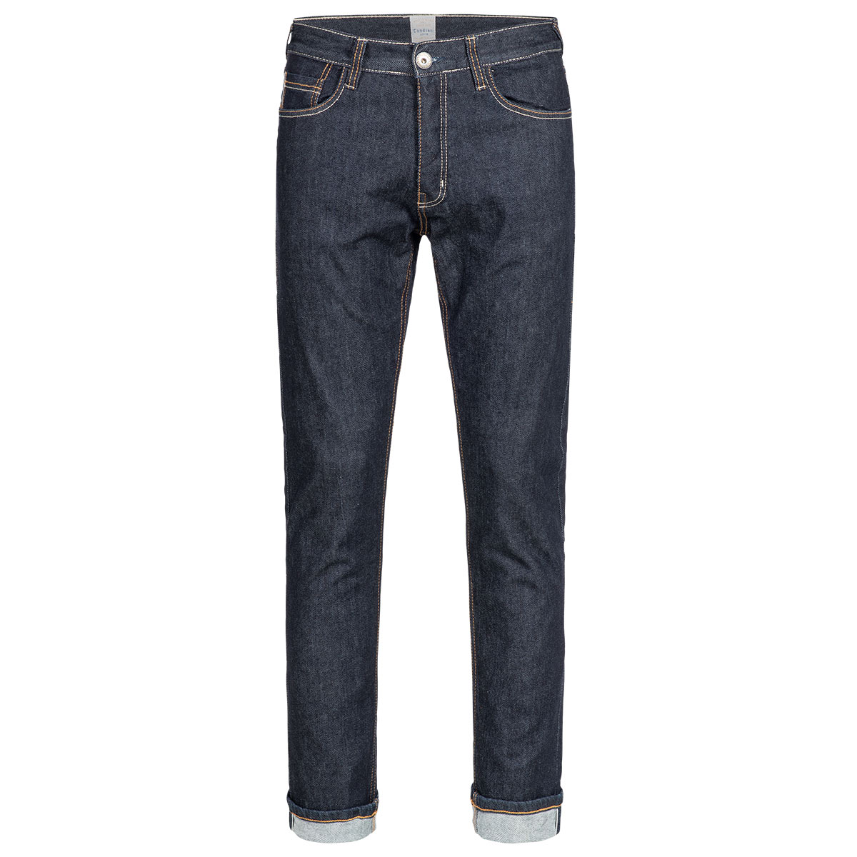 Raw denim motorcycle shop jeans