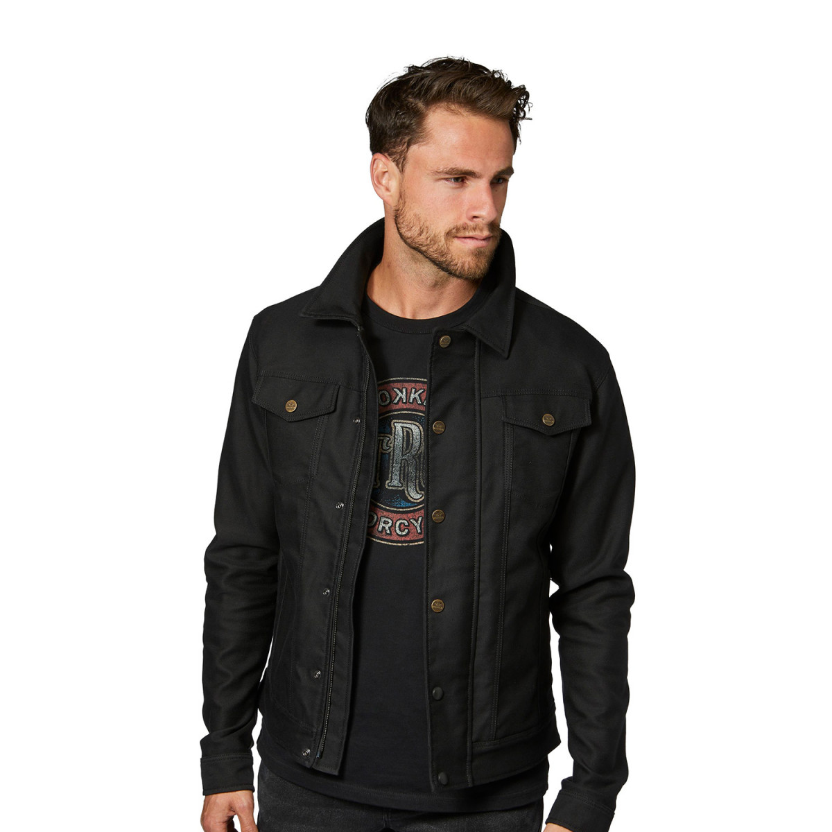 Rokker Black Jacket AAA: Slim fit motorcycle jacket with D3O