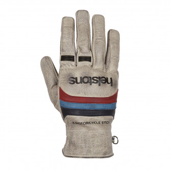 Helstons Mora Leather Summer Gloves Beige/Blue/Red