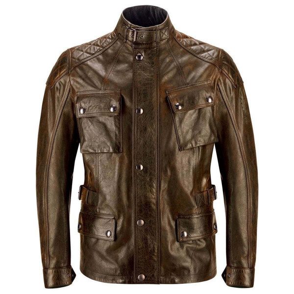 Belstaff Turner Leather Motorcycle Jacket in Burnt Cuero Belstaff