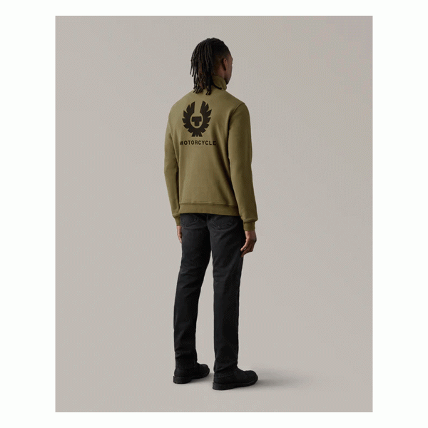 Belstaff Quarter Zip Motorcycle Jersey - Olive