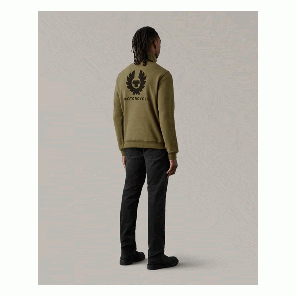 Belstaff Quarter Zip Motorcycle Jersey - Olive