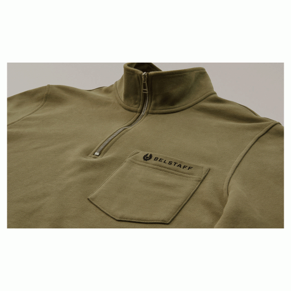 Belstaff Quarter Zip Motorcycle Jersey - Olive