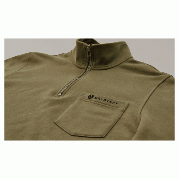 Belstaff Quarter Zip Motorcycle Jersey - Olive