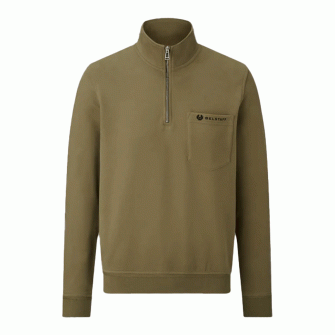 Belstaff Quarter Zip Motorcycle Jersey - Olive