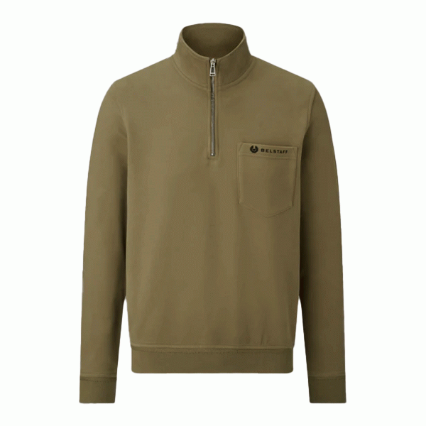 Belstaff Quarter Zip Motorcycle Jersey - Olive