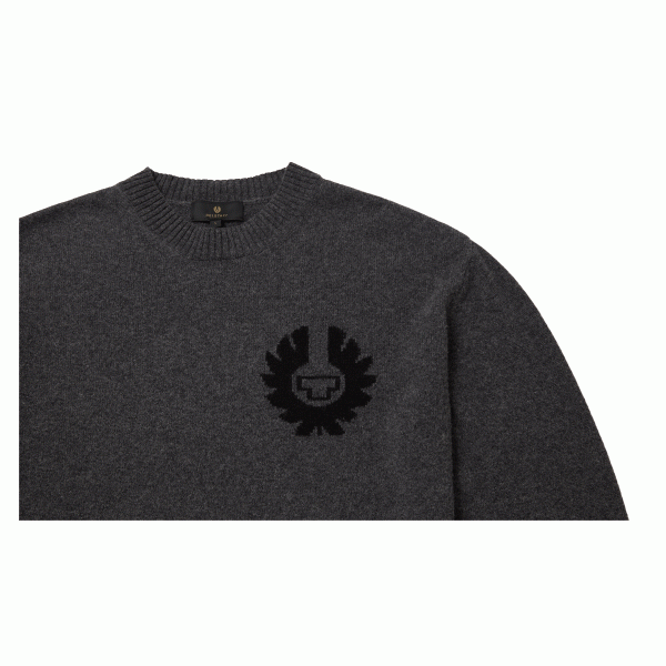 Belstaff Competition Crewneck Jumper - Charcoal Melange Belstaff Competition Crewneck Jumper - Charcoal Melange