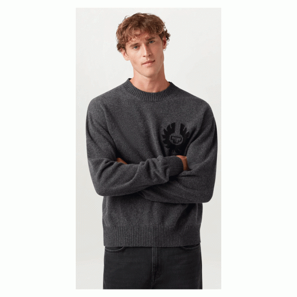 Belstaff Competition Crewneck Jumper - Charcoal Melange Belstaff Competition Crewneck Jumper - Charcoal Melange